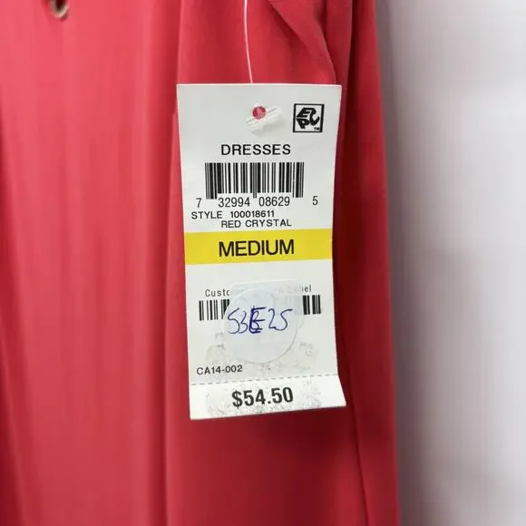 JM Collection Womens Shift Dress Sleeveless O-Ring Red Crystal Stretch Medium - Picture 4 of 5